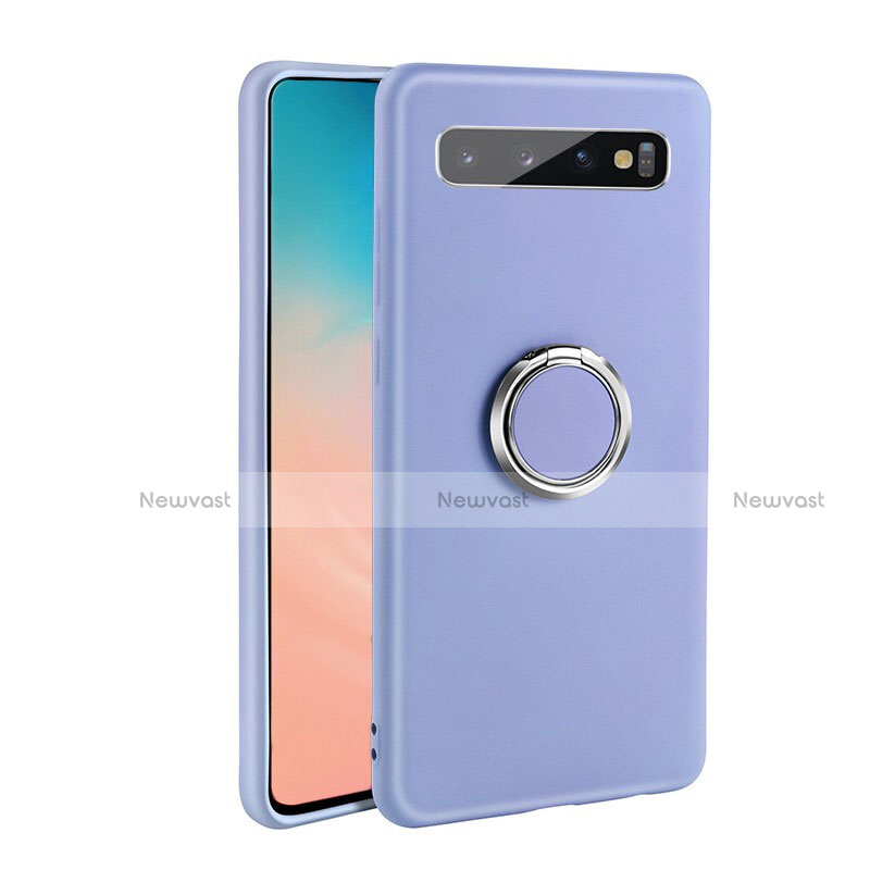 Ultra-thin Silicone Gel Soft Case Cover with Magnetic Finger Ring Stand T03 for Samsung Galaxy S10