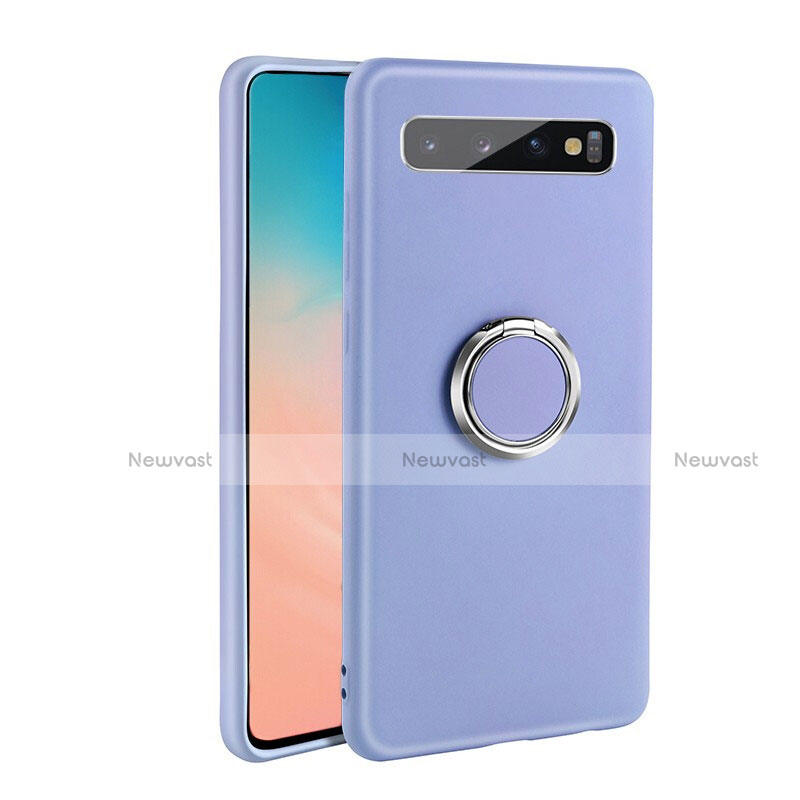 Ultra-thin Silicone Gel Soft Case Cover with Magnetic Finger Ring Stand T03 for Samsung Galaxy S10 5G