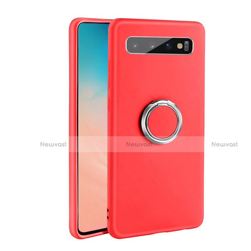 Ultra-thin Silicone Gel Soft Case Cover with Magnetic Finger Ring Stand T03 for Samsung Galaxy S10 5G