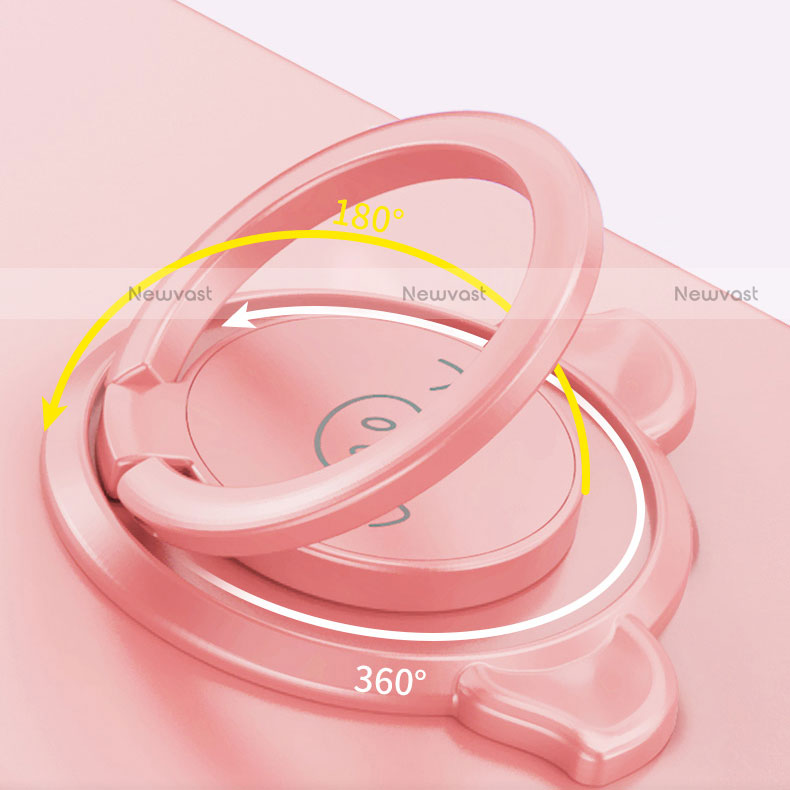 Ultra-thin Silicone Gel Soft Case Cover with Magnetic Finger Ring Stand T03 for Xiaomi Mi 10i 5G