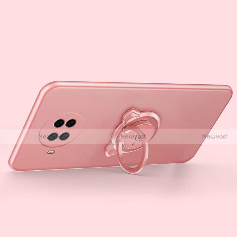 Ultra-thin Silicone Gel Soft Case Cover with Magnetic Finger Ring Stand T03 for Xiaomi Mi 10T Lite 5G
