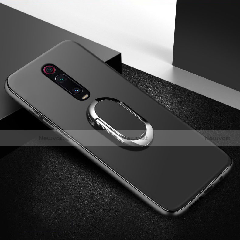 Ultra-thin Silicone Gel Soft Case Cover with Magnetic Finger Ring Stand T03 for Xiaomi Mi 9T