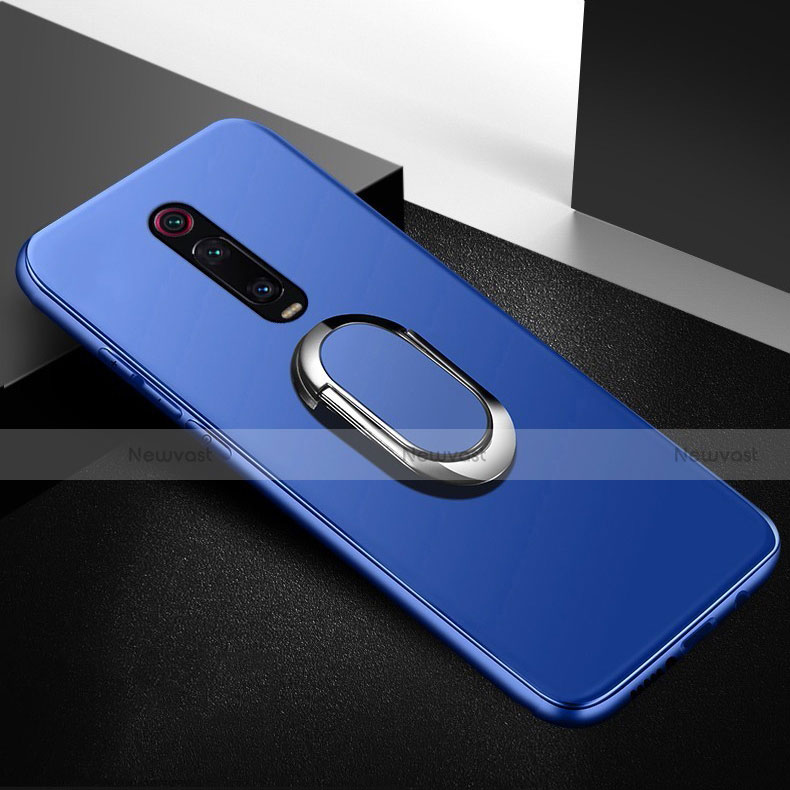 Ultra-thin Silicone Gel Soft Case Cover with Magnetic Finger Ring Stand T03 for Xiaomi Mi 9T Pro