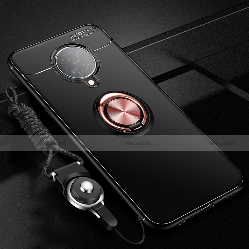Ultra-thin Silicone Gel Soft Case Cover with Magnetic Finger Ring Stand T03 for Xiaomi Poco F2 Pro