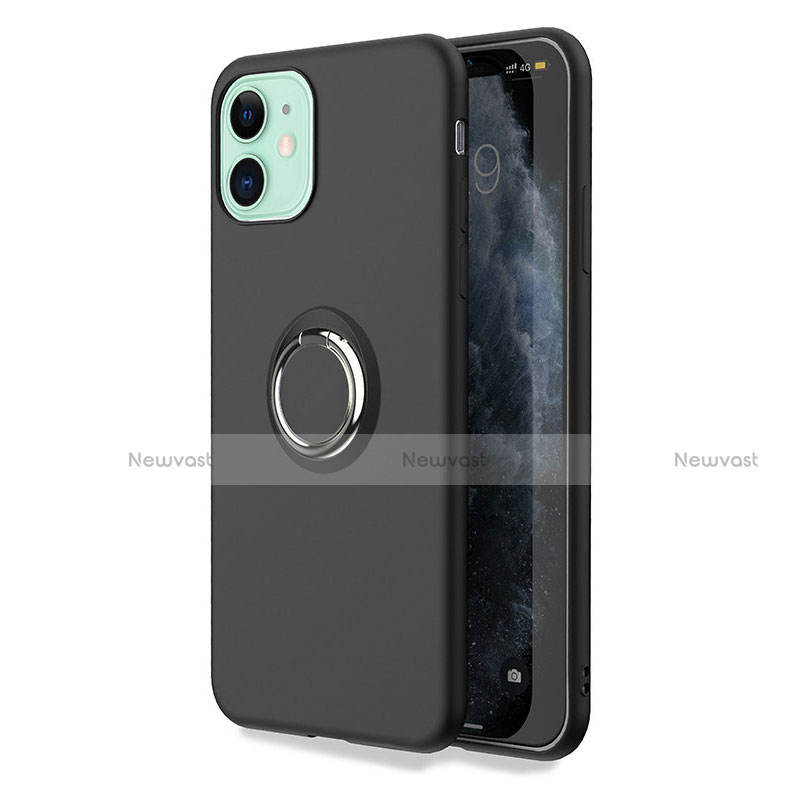 Ultra-thin Silicone Gel Soft Case Cover with Magnetic Finger Ring Stand T04 for Apple iPhone 11