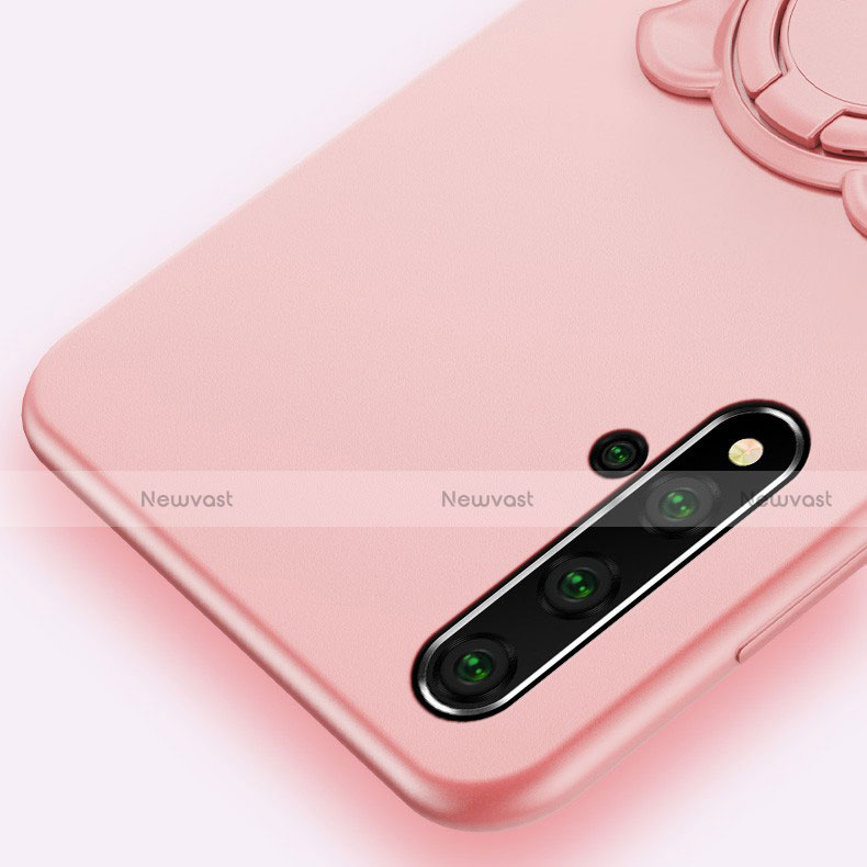 Ultra-thin Silicone Gel Soft Case Cover with Magnetic Finger Ring Stand T04 for Huawei Honor 20