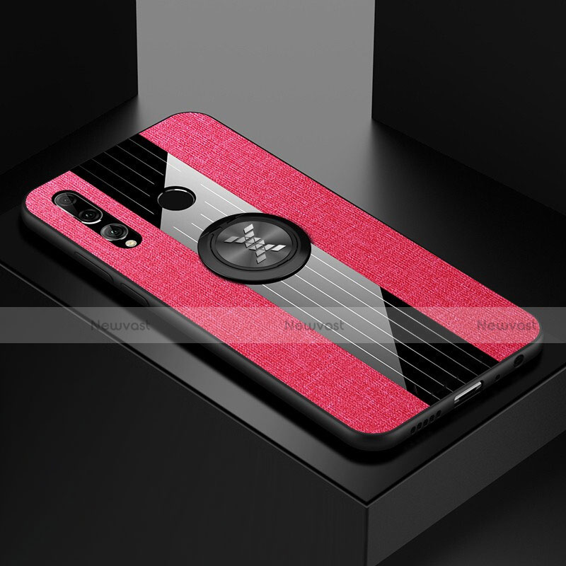 Ultra-thin Silicone Gel Soft Case Cover with Magnetic Finger Ring Stand T04 for Huawei Honor 20 Lite Red