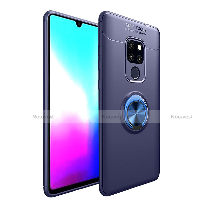 Ultra-thin Silicone Gel Soft Case Cover with Magnetic Finger Ring Stand T04 for Huawei Mate 20 X 5G
