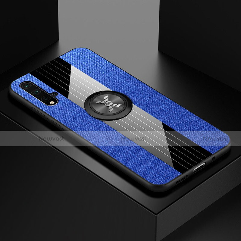Ultra-thin Silicone Gel Soft Case Cover with Magnetic Finger Ring Stand T04 for Huawei Nova 5
