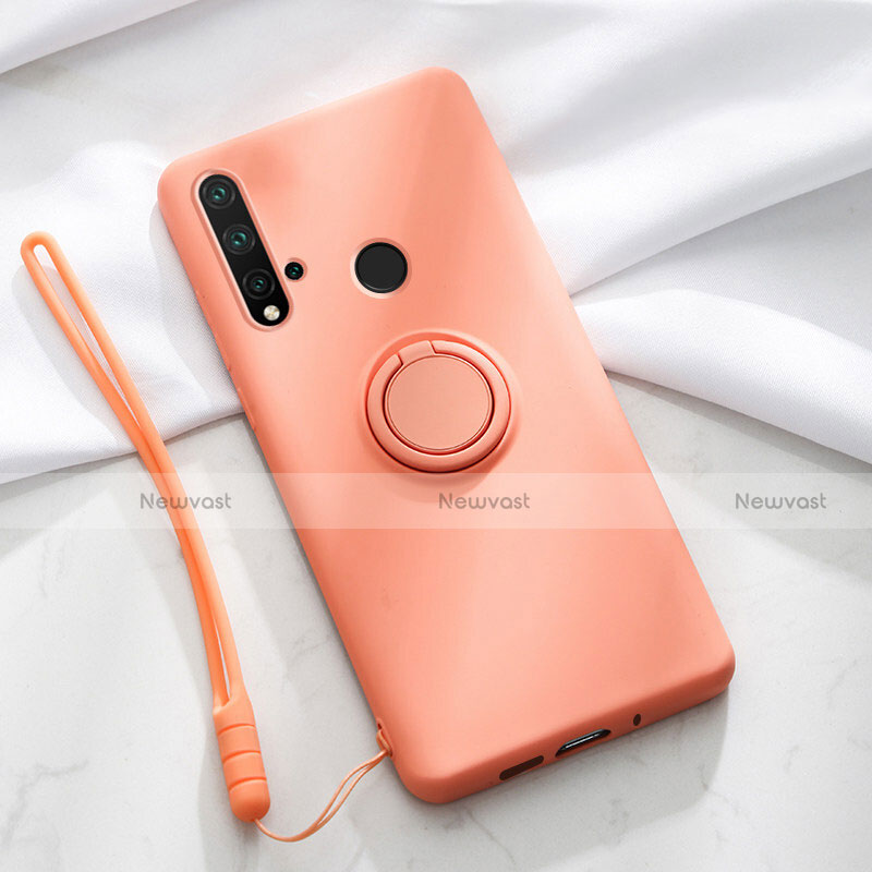 Ultra-thin Silicone Gel Soft Case Cover with Magnetic Finger Ring Stand T04 for Huawei Nova 5i