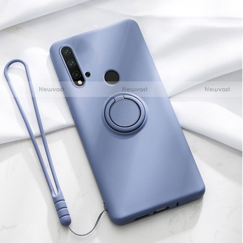 Ultra-thin Silicone Gel Soft Case Cover with Magnetic Finger Ring Stand T04 for Huawei P20 Lite (2019)
