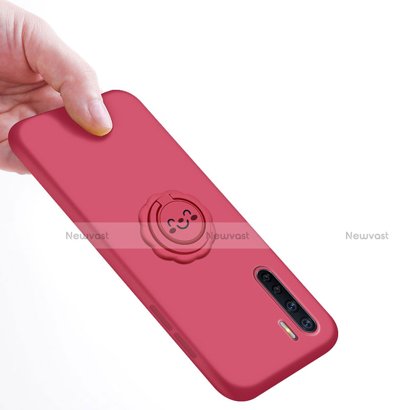 Ultra-thin Silicone Gel Soft Case Cover with Magnetic Finger Ring Stand T04 for Oppo A91