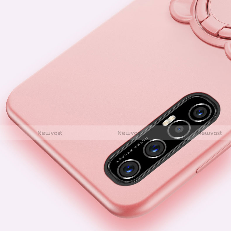 Ultra-thin Silicone Gel Soft Case Cover with Magnetic Finger Ring Stand T04 for Oppo Find X2 Neo