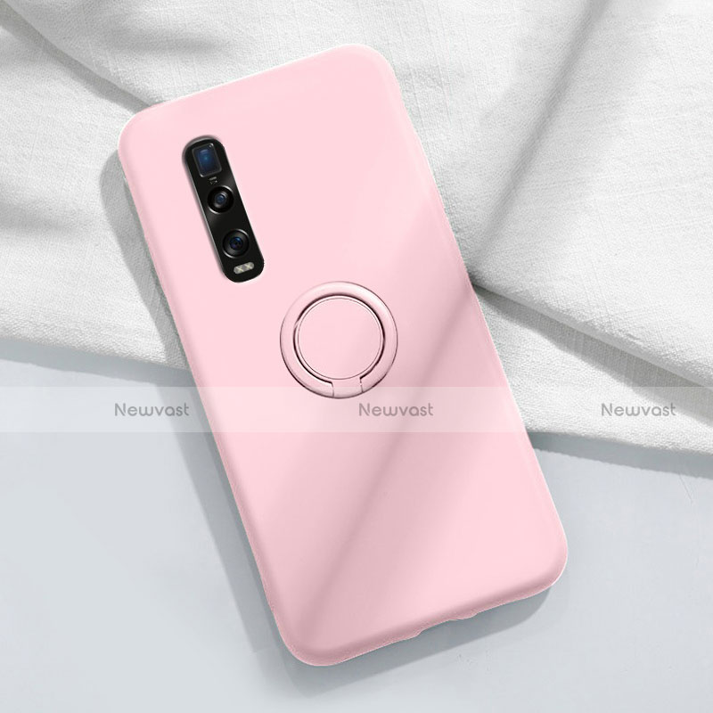 Ultra-thin Silicone Gel Soft Case Cover with Magnetic Finger Ring Stand T04 for Oppo Find X2 Pro