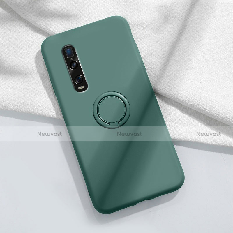 Ultra-thin Silicone Gel Soft Case Cover with Magnetic Finger Ring Stand T04 for Oppo Find X2 Pro