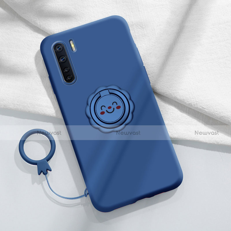 Ultra-thin Silicone Gel Soft Case Cover with Magnetic Finger Ring Stand T04 for Oppo Reno3