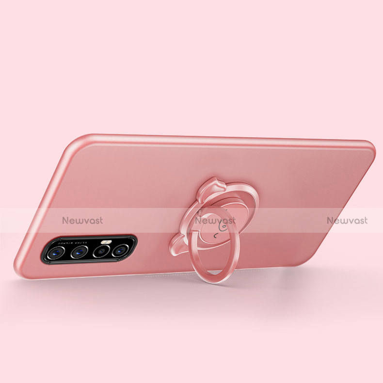 Ultra-thin Silicone Gel Soft Case Cover with Magnetic Finger Ring Stand T04 for Oppo Reno3 Pro