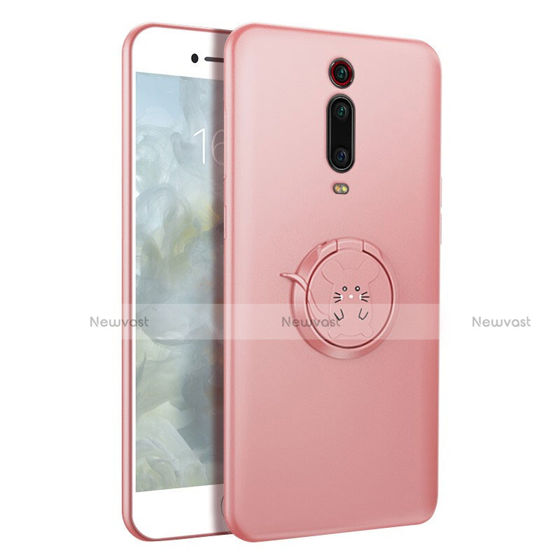 Ultra-thin Silicone Gel Soft Case Cover with Magnetic Finger Ring Stand T04 for Xiaomi Mi 9T