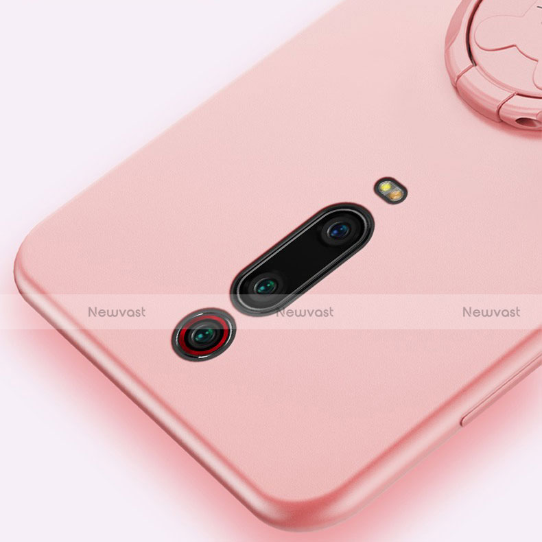 Ultra-thin Silicone Gel Soft Case Cover with Magnetic Finger Ring Stand T04 for Xiaomi Redmi K20