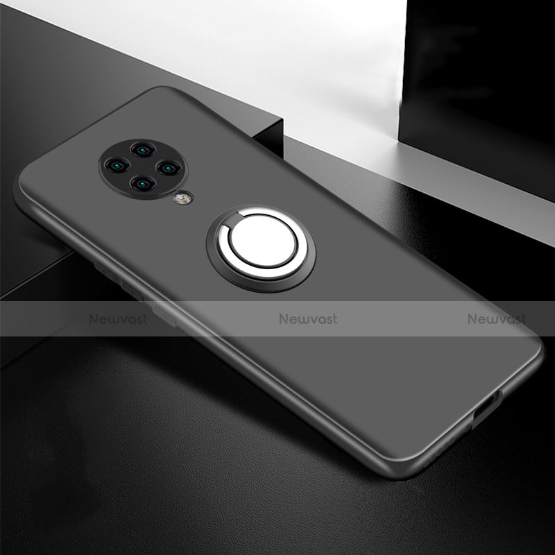 Ultra-thin Silicone Gel Soft Case Cover with Magnetic Finger Ring Stand T04 for Xiaomi Redmi K30 Pro Zoom