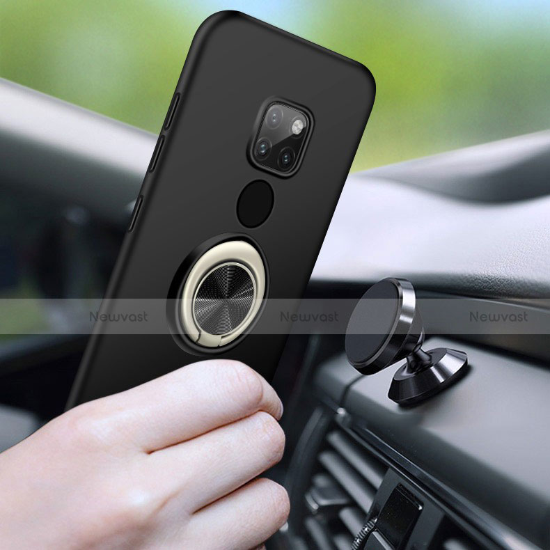 Ultra-thin Silicone Gel Soft Case Cover with Magnetic Finger Ring Stand T05 for Huawei Mate 20 X 5G