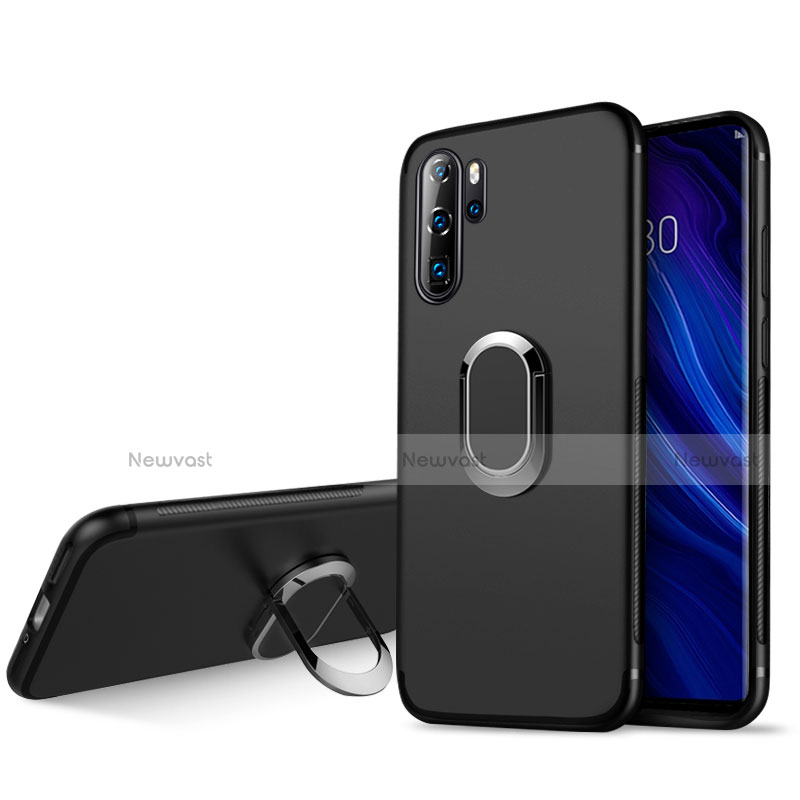 Ultra-thin Silicone Gel Soft Case Cover with Magnetic Finger Ring Stand T05 for Huawei P30 Pro
