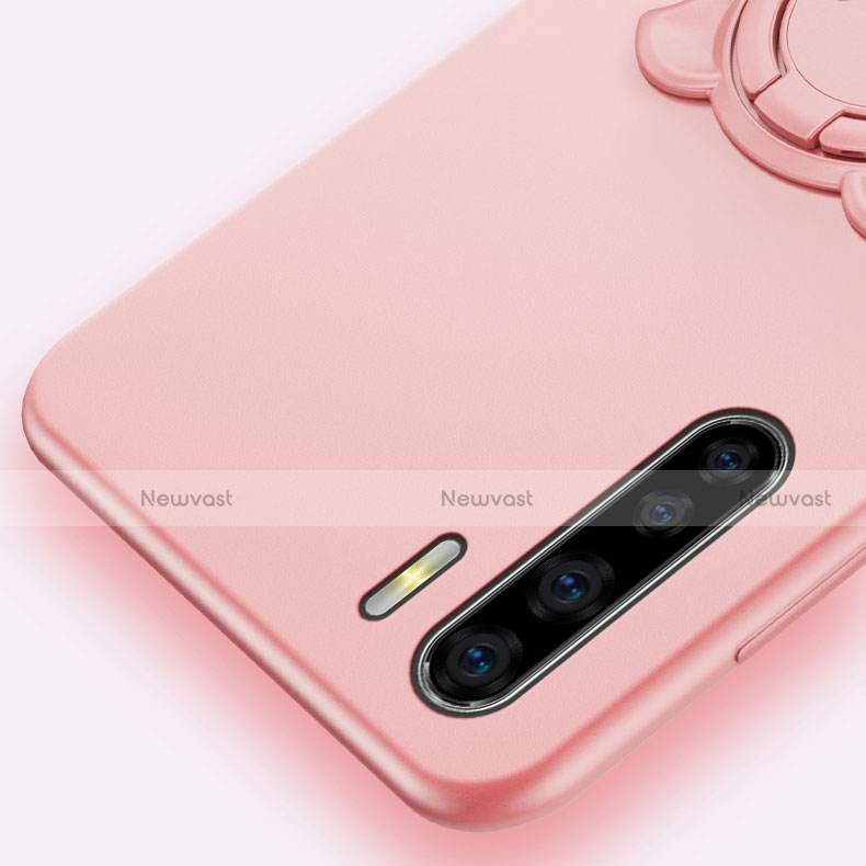 Ultra-thin Silicone Gel Soft Case Cover with Magnetic Finger Ring Stand T05 for Oppo A91