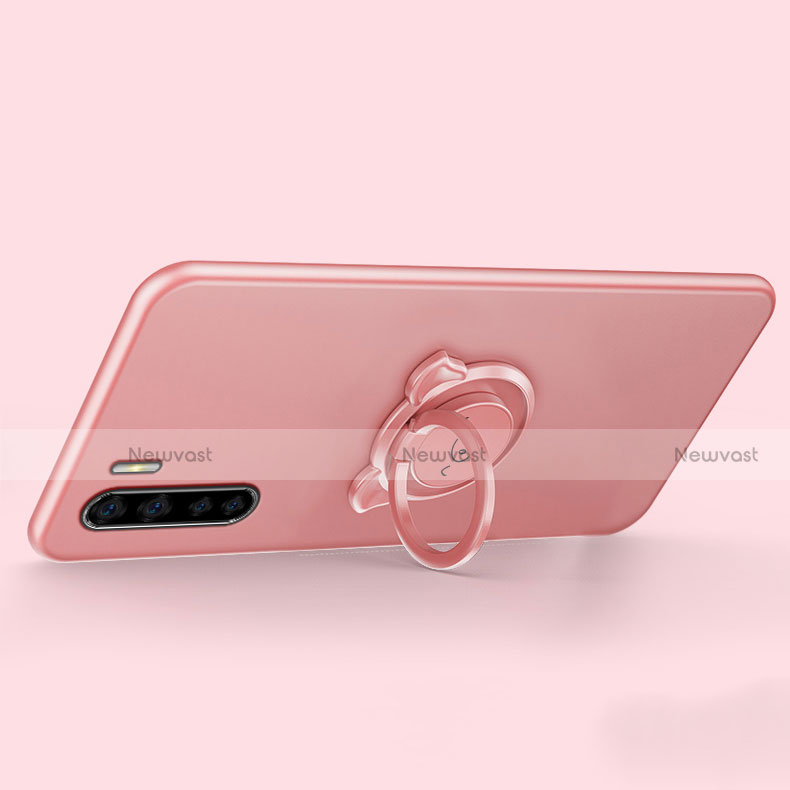 Ultra-thin Silicone Gel Soft Case Cover with Magnetic Finger Ring Stand T05 for Oppo K7 5G