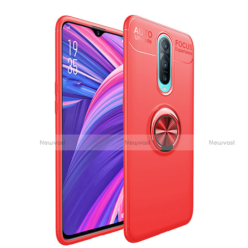 Ultra-thin Silicone Gel Soft Case Cover with Magnetic Finger Ring Stand T05 for Oppo RX17 Pro