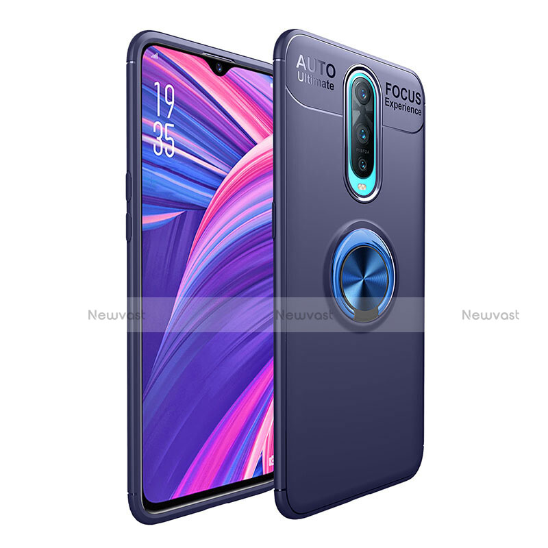 Ultra-thin Silicone Gel Soft Case Cover with Magnetic Finger Ring Stand T05 for Oppo RX17 Pro