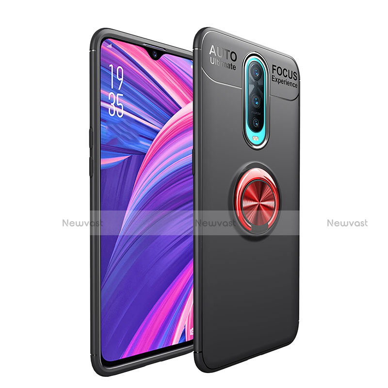 Ultra-thin Silicone Gel Soft Case Cover with Magnetic Finger Ring Stand T05 for Oppo RX17 Pro