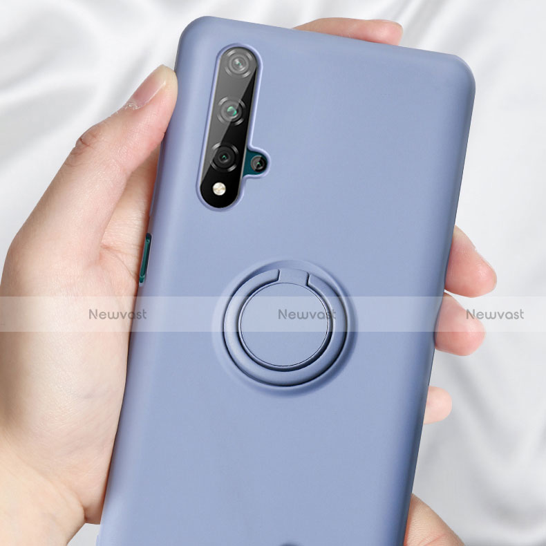 Ultra-thin Silicone Gel Soft Case Cover with Magnetic Finger Ring Stand T06 for Huawei Honor 20