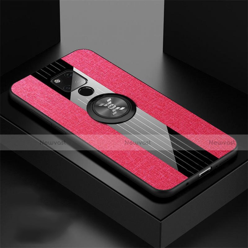 Ultra-thin Silicone Gel Soft Case Cover with Magnetic Finger Ring Stand T06 for Huawei Mate 20 X 5G