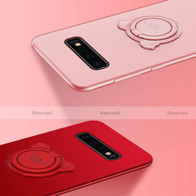 Ultra-thin Silicone Gel Soft Case Cover with Magnetic Finger Ring Stand T06 for Samsung Galaxy S10