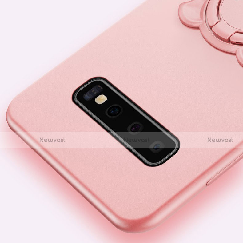 Ultra-thin Silicone Gel Soft Case Cover with Magnetic Finger Ring Stand T06 for Samsung Galaxy S10