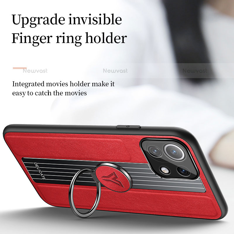 Ultra-thin Silicone Gel Soft Case Cover with Magnetic Finger Ring Stand T06 for Xiaomi Mi 11 5G