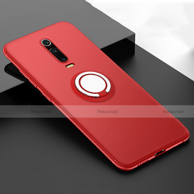 Ultra-thin Silicone Gel Soft Case Cover with Magnetic Finger Ring Stand T06 for Xiaomi Mi 9T