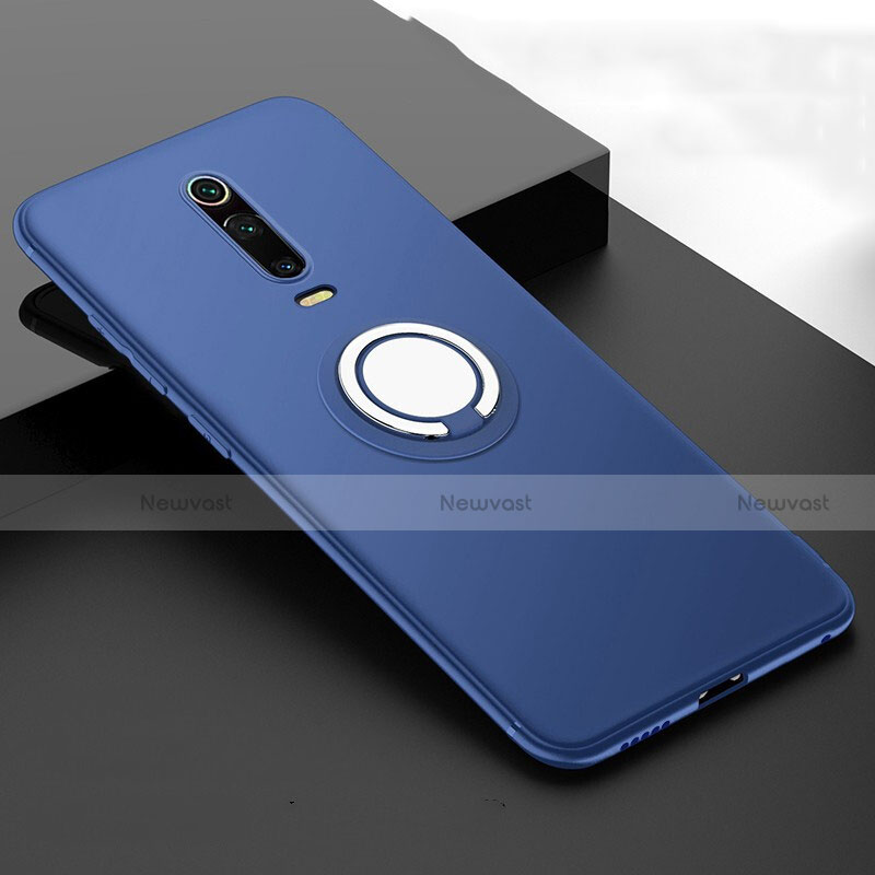 Ultra-thin Silicone Gel Soft Case Cover with Magnetic Finger Ring Stand T06 for Xiaomi Mi 9T Pro
