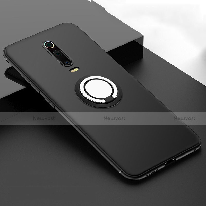 Ultra-thin Silicone Gel Soft Case Cover with Magnetic Finger Ring Stand T06 for Xiaomi Mi 9T Pro