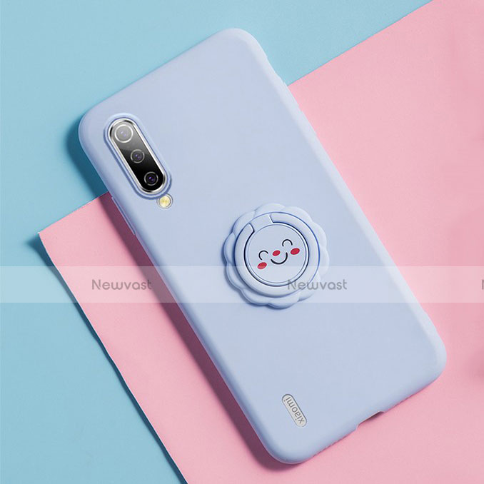 Ultra-thin Silicone Gel Soft Case Cover with Magnetic Finger Ring Stand T06 for Xiaomi Mi A3