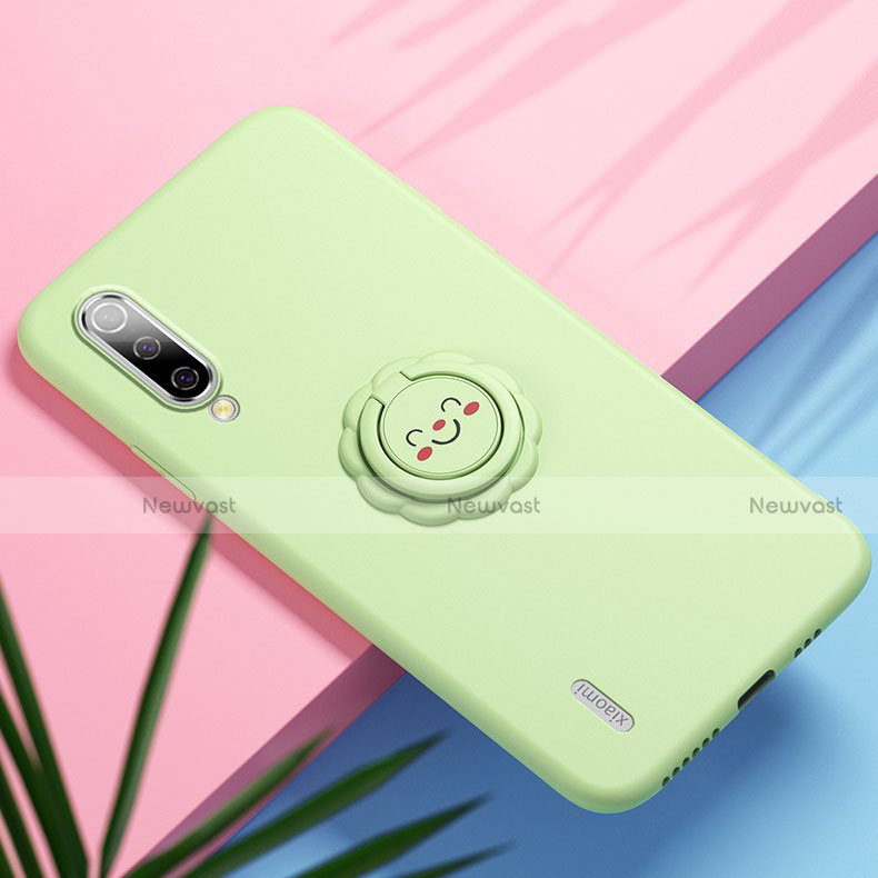 Ultra-thin Silicone Gel Soft Case Cover with Magnetic Finger Ring Stand T06 for Xiaomi Mi A3