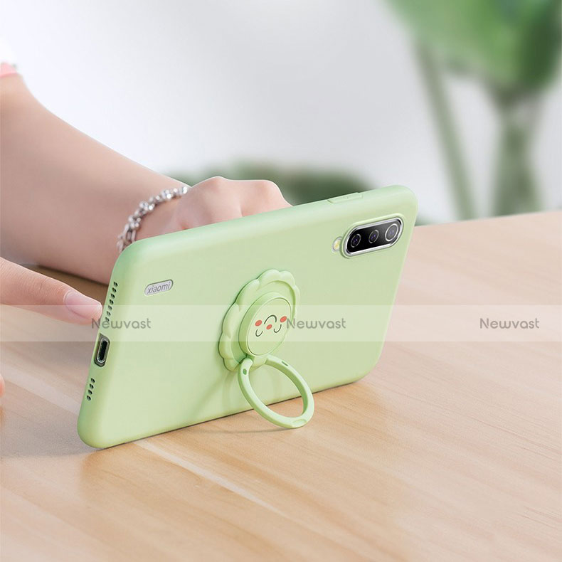 Ultra-thin Silicone Gel Soft Case Cover with Magnetic Finger Ring Stand T06 for Xiaomi Mi A3