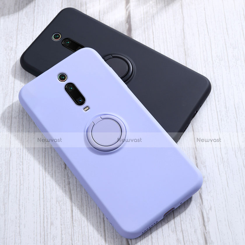 Ultra-thin Silicone Gel Soft Case Cover with Magnetic Finger Ring Stand T07 for Xiaomi Mi 9T