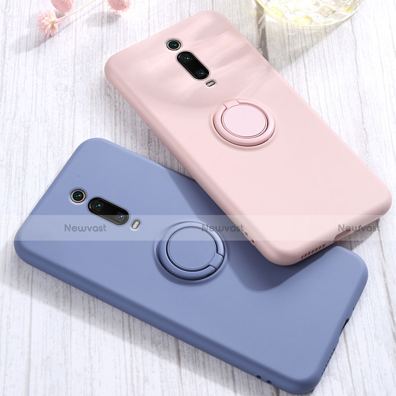 Ultra-thin Silicone Gel Soft Case Cover with Magnetic Finger Ring Stand T07 for Xiaomi Mi 9T