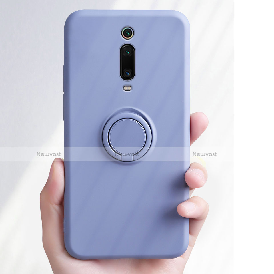 Ultra-thin Silicone Gel Soft Case Cover with Magnetic Finger Ring Stand T07 for Xiaomi Mi 9T Pro