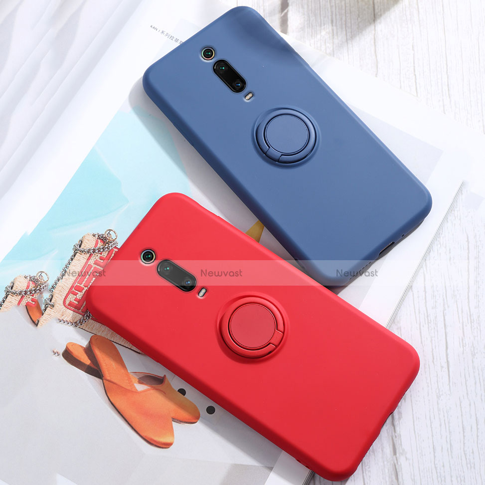 Ultra-thin Silicone Gel Soft Case Cover with Magnetic Finger Ring Stand T07 for Xiaomi Redmi K20