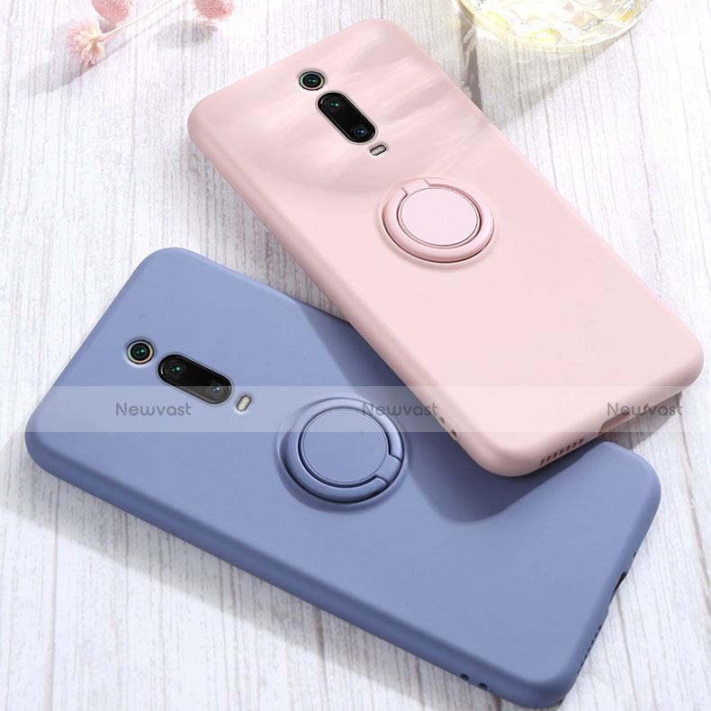 Ultra-thin Silicone Gel Soft Case Cover with Magnetic Finger Ring Stand T07 for Xiaomi Redmi K20