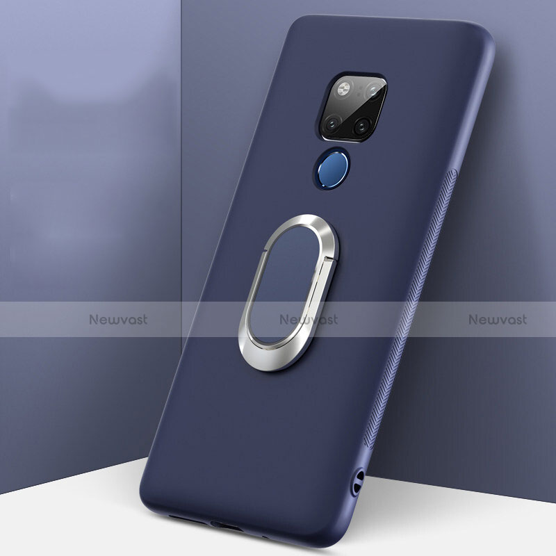 Ultra-thin Silicone Gel Soft Case Cover with Magnetic Finger Ring Stand T08 for Huawei Mate 20 X 5G