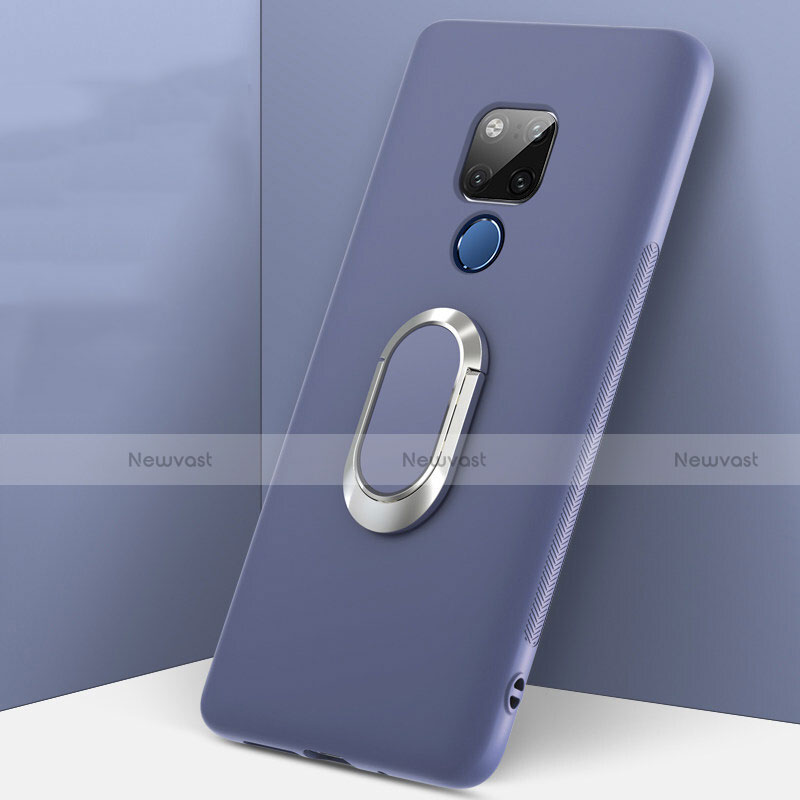 Ultra-thin Silicone Gel Soft Case Cover with Magnetic Finger Ring Stand T08 for Huawei Mate 20 X 5G