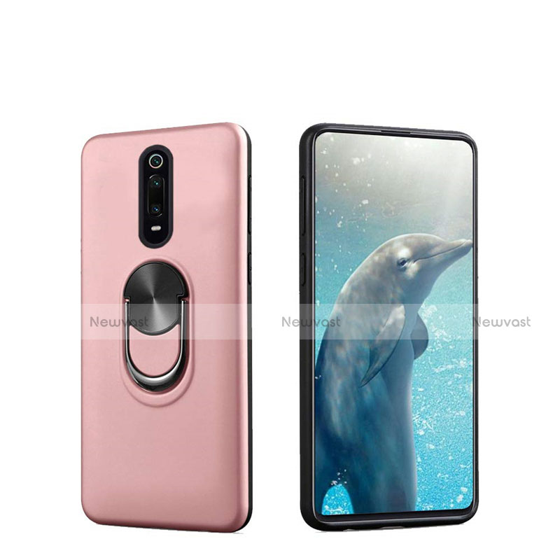 Ultra-thin Silicone Gel Soft Case Cover with Magnetic Finger Ring Stand T08 for Xiaomi Mi 9T Pro